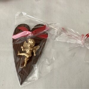 Valentine CUPID on RUSTIC heart, handmade.